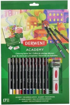 Set 12 creioane colorate, calitate superioara, pentru artisti aspiranti, Derwent Academy
