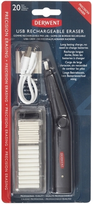 Radiera electrica reincarcabila, cablu USB si 20 de rezerve incluse, negru Derwent Professional