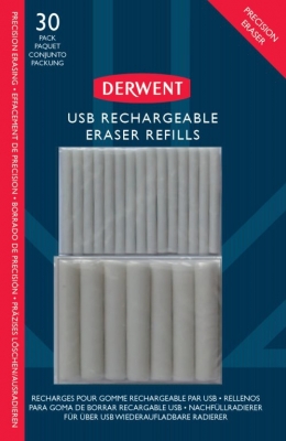 Rezerva radiera electrica 2305810, 30 buc/ set, alb Derwent Professional