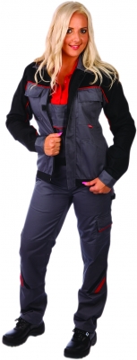 Geaca pentru femei, gri inchis / negru / rosu, Highline, Rock Safety