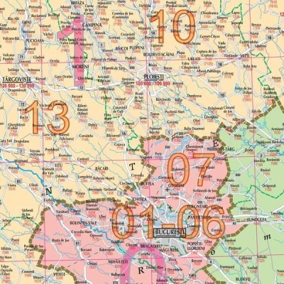 Harta Romania cu coduri postale 100 x 70 cm sipci lemn