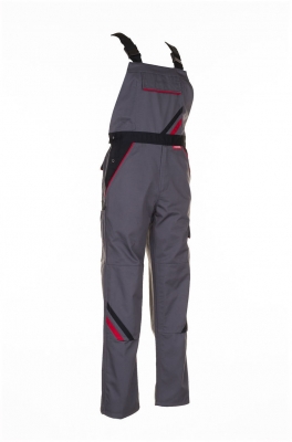 Pantalon cu pieptar, gri inchis / negru / rosu, Highline, Rock Safety