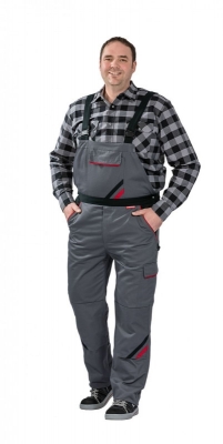 Pantalon cu pieptar, gri inchis / negru / rosu, Highline, Rock Safety