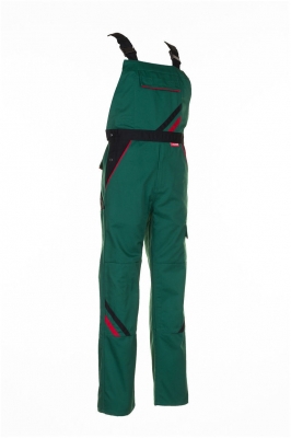Pantalon cu pieptar, verde / negru / rosu, Highline, Rock Safety 