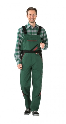 Pantalon cu pieptar, verde / negru / rosu, Highline, Rock Safety 