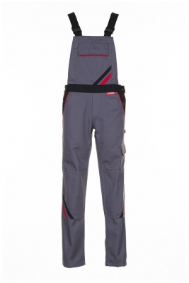Pantalon cu pieptar, pentru femei, gri inchis / negru / rosu, Highline, Rock Safety