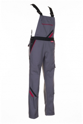 Pantalon cu pieptar, pentru femei, gri inchis / negru / rosu, Highline, Rock Safety