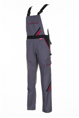 Pantalon cu pieptar, pentru femei, gri inchis / negru / rosu, Highline, Rock Safety