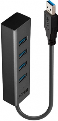 Hub USB Lindy LY-43324, 4 Port, USB 3.0, negru