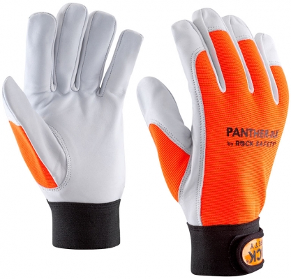 Manusi pentru soferi din piele de capra, Alb murdar / Portocaliu, Panther-Dlx, Rock Safety