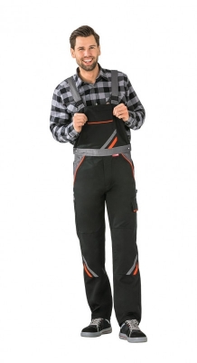 Pantalon cu pieptar, negru / portocaliu / gri, Visline, Rock Safety 