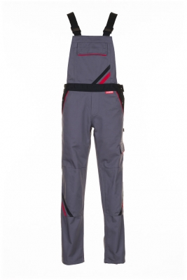 Pantalon cu pieptar, pentru femei, gri inchis / negru / rosu, Highline, Rock Safety