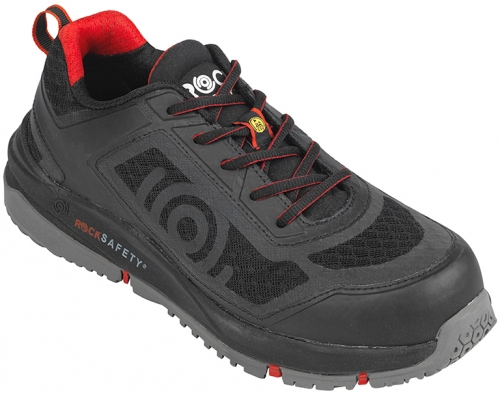 Pantofi de protectie S1P, SRC, ESD, negru / gri / rosu, Ruler, Rock Safety 