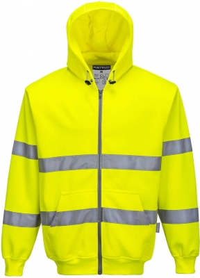 Hanorac Hi-Vis, cu fermoar frontal, galben, Regular, Portwest 