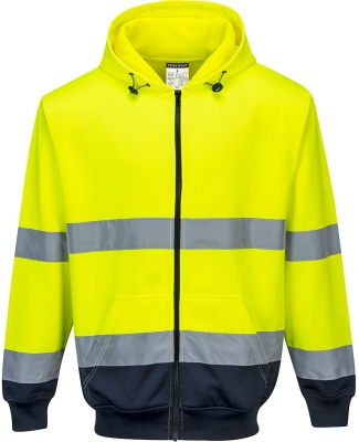 Hanorac bicolor Hi-Vis, cu fermoar frontal, galben/navy, Regular, Portwest 