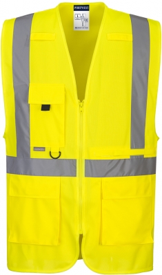 Vesta Hi-Vis, cu buzunar pentru tableta, galben, Regular, Executive, Portwest 