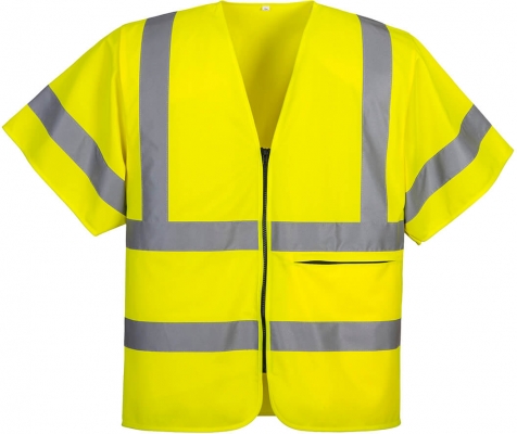 Vesta Hi-Vis, cu fermoar, cu jumatate de maneca, galben, Regular, Portwest