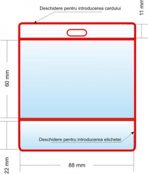 Suport ecuson 2 buzunare 88x60+22 mm