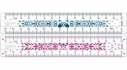 Rigla din plastic transparent cu diverse modele, 15 cm, Study Unbreakble Fancy Maped 