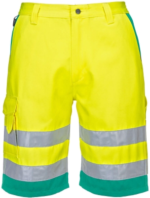 Pantaloni scurti hi-vis Polycotton, galben/teal, Regular, Lightweight, Portwest