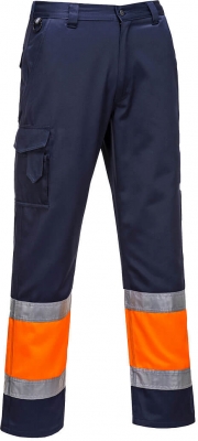 Pantaloni de serviciu Hi-Vis contrast clasa 1, portocaliu/navy, regular, lightweight, Portwest 