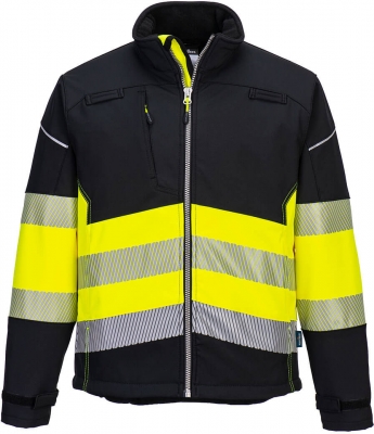 Jacheta Hi-Vis Softshell clasa 1, negru/galben, Portwest