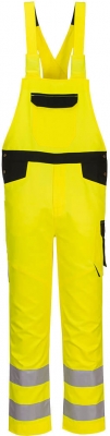 Pantaloni cu bretele Hi-Vis, galben/negru, regular, PW2, Portwest