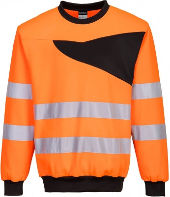 Hanorac Hi-Vis crew neck, portocaliu/negru, regular, PW2, Portwest
