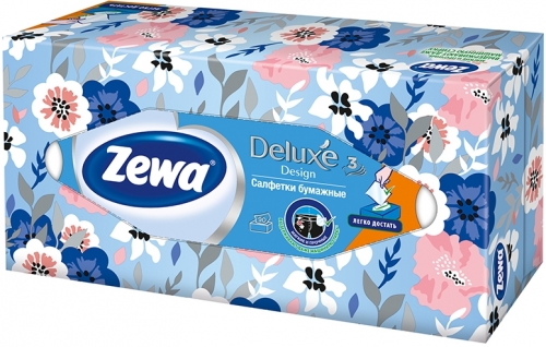 Servetele faciale Deluxe Design, 3 straturi, 90 buc/cutie, diverse modele Zewa