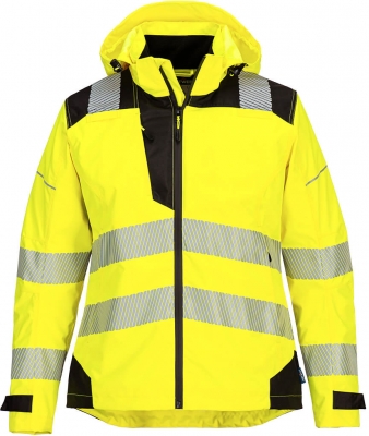 Jacheta de ploaie Hi-Vis, pentru femei, galben/negru, Regular, PW3, Portwest