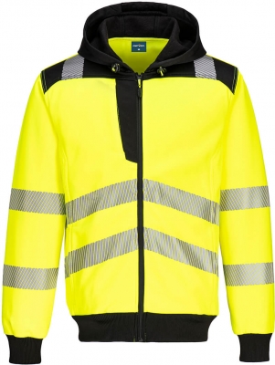 Hanorac Hi-Vis cu fermoar, galben/negru, regular, PW3, Portwest