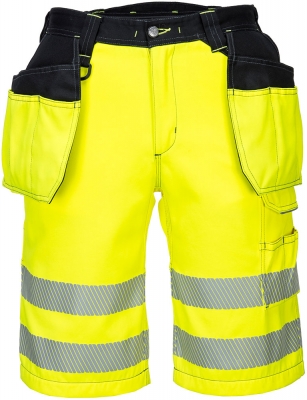 Pantaloni scurti Hi-Vis holster, galben/negru, regular, PW3, Portwest