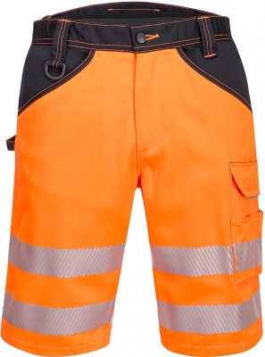 Pantaloni scurti Hi-Vis, portocaliu/negru, regular, PW3, Portwest