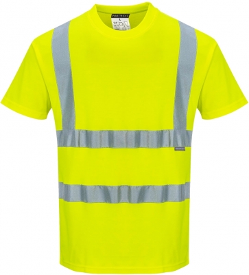 Tricou cu maneci scurte Hi-Vis, galben, regular, Cotton Comfort, Portwest