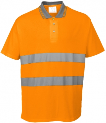 Tricou polo Hi-Vis s/s, portocaliu, regular, Cotton Comfort, Portwest