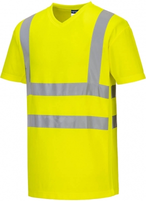 Tricou Hi-Vis cu anchior, cu insertii de plasa, galben, regular, Cotton Comfort, Portwest