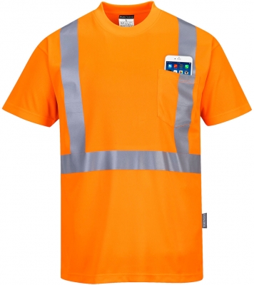 Tricou Hi-Vis cu buzunar, portocaliu, L, regular, Portwest