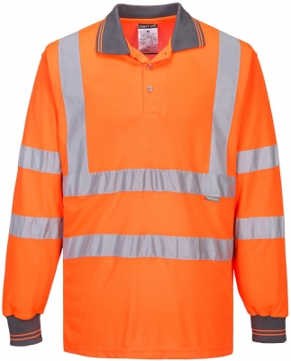 Tricou polo cu maneci lungi Hi-Vis, portocaliu, regular, Portwest