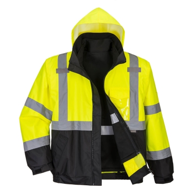 Jacheta bomber Hi-Vis 3-in-1, galben/negru, regular, Contrast Premium, Portwest