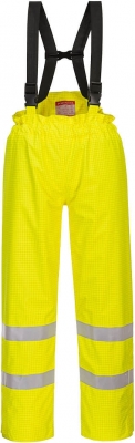 Pantaloni captusiti Bizflame Rain Hi-Vis antistatici FR, galben, Bizflame Essential regular, Portwest