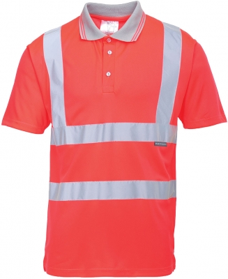 Tricou polo cu maneci scurte Hi-Vis, rosu, regular, Portwest