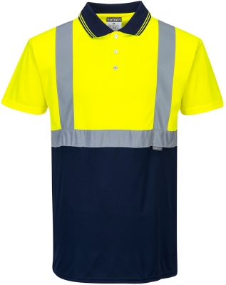 Tricou polo Hi-Vis, galben/navy, regular, two tone, Portwest