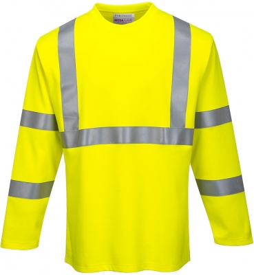Tricou cu maneca lunga FR Hi-Vis, galben, regular, Modaflame, Portwest