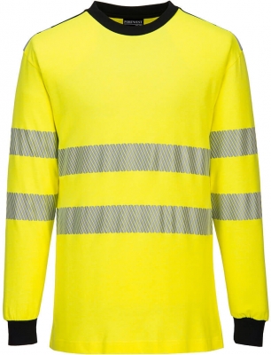 Tricou Hi-Vis rezistent la flacara, galben/negru, regular, PW3, Portwest