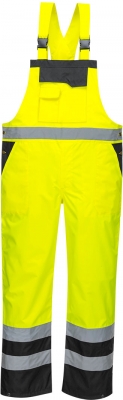 Salopeta cu pieptar Vi-Vis, necaptusita, galben/negru, regular, contrast, Portwest