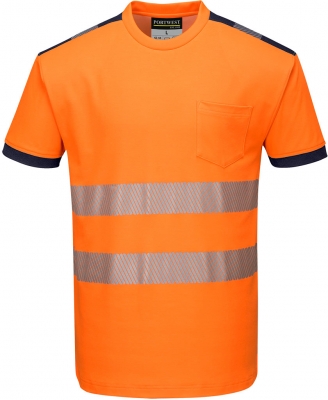 Tricou Hi-Vis S/S, portocaliu/navy, regular, PW3, Portwest