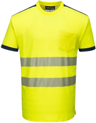 Tricou Hi-Vis S/S, galben/navy, regular, PW3, Portwest