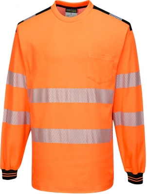 Tricou Hi-Vis L/S , portocaliu/negru, regular, PW3, Portwest