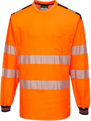 Tricou Hi-Vis L/S , portocaliu/navy, regular, PW3, Portwest