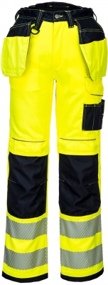 Pantaloni de lucru Hi-Vis holster, galben/negru, regular, PW3, Portwest